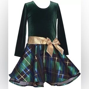 Like New Bonnie Jean Toddler Girls Green Velvet Plaid Dress 3T, Great Condition!